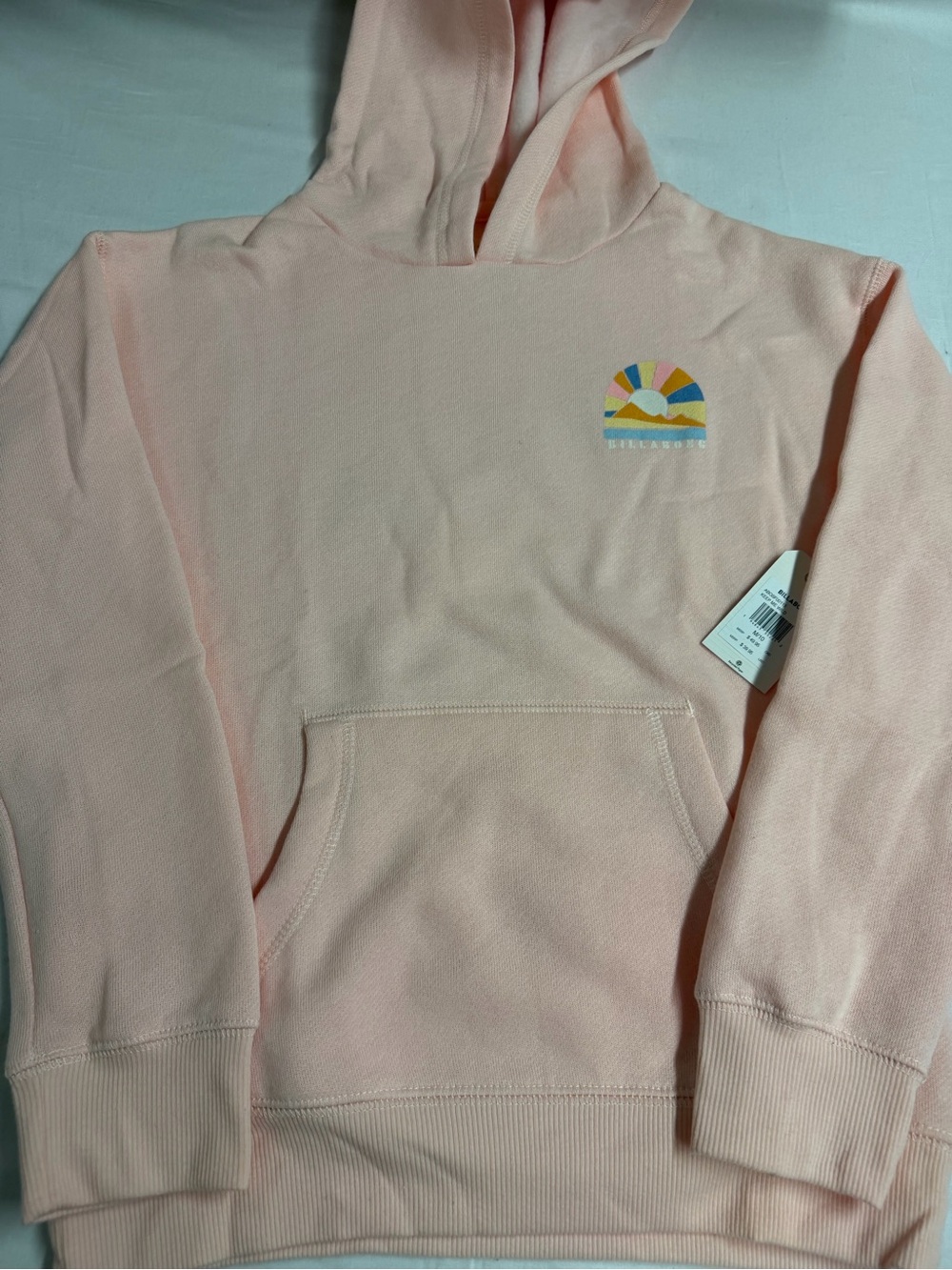 Billabong Soft Pink Logo Hoodie with Sunrise Graphic